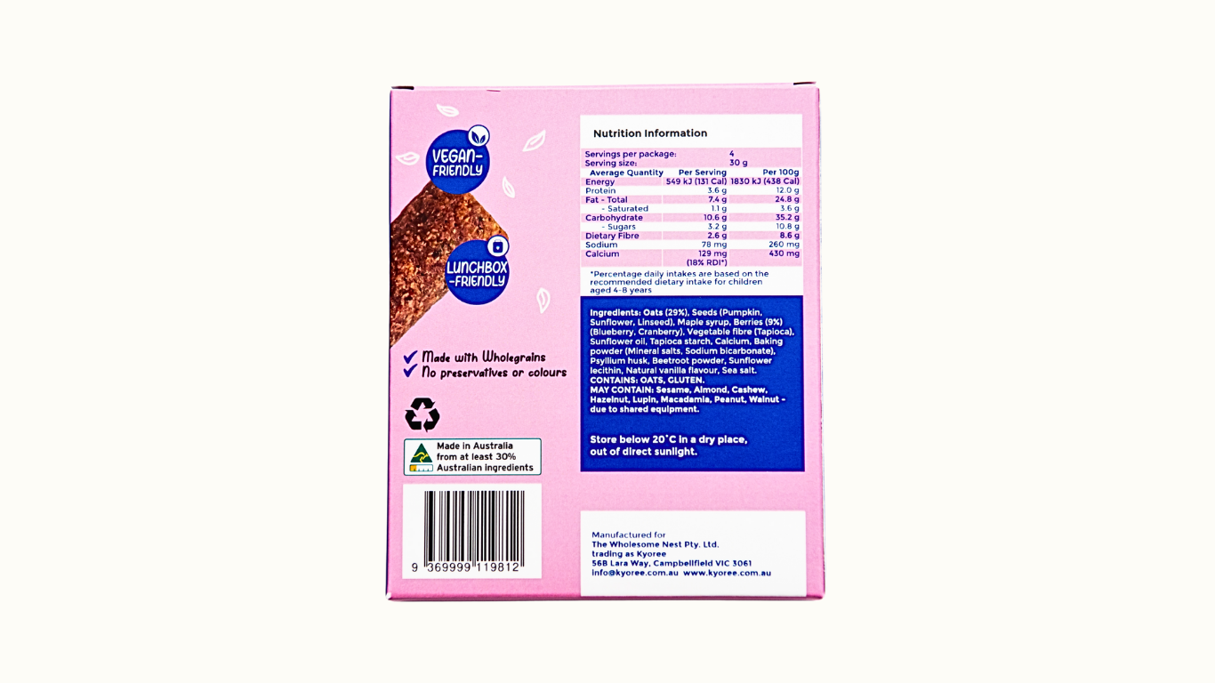 BOX: Oat Bar Berries 120g (30g x 4)